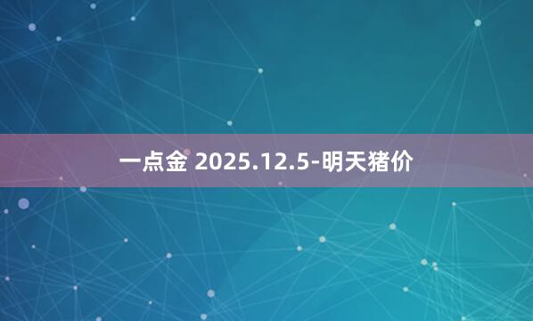 一点金 2025.12.5-明天猪价