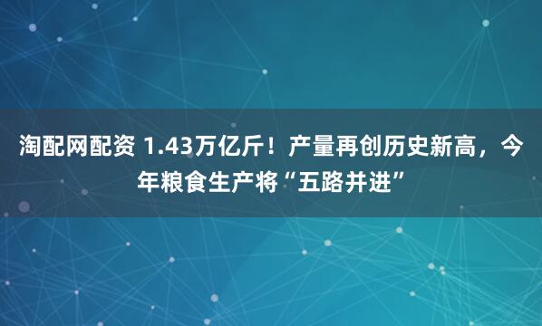 淘配网配资 1.43万亿斤！产量再创历史新高，今年粮食生产将“五路并进”